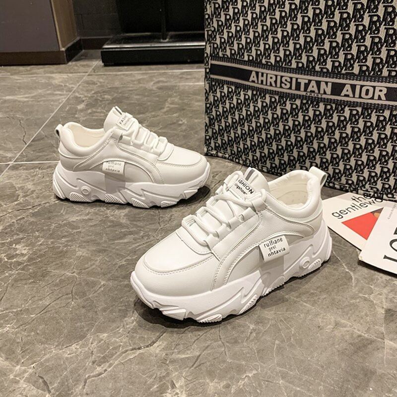 

Lace-up Front Chunky Sneakers, White