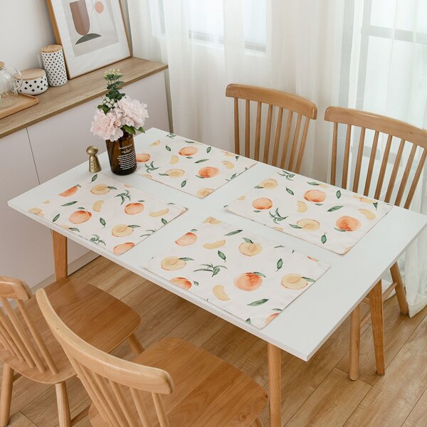 

4pcs Peach Print Placemat, Multicolor