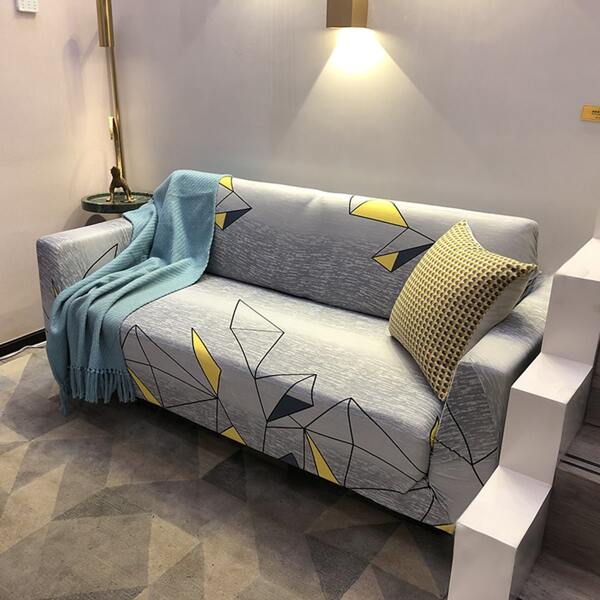 

Geometric Pattern Sofa Cover & 1pc Cushion Cover, Grey