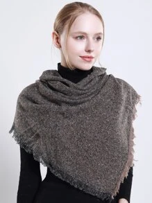 Raw Hem Shawl Scarf - Coffee Brown - View 5