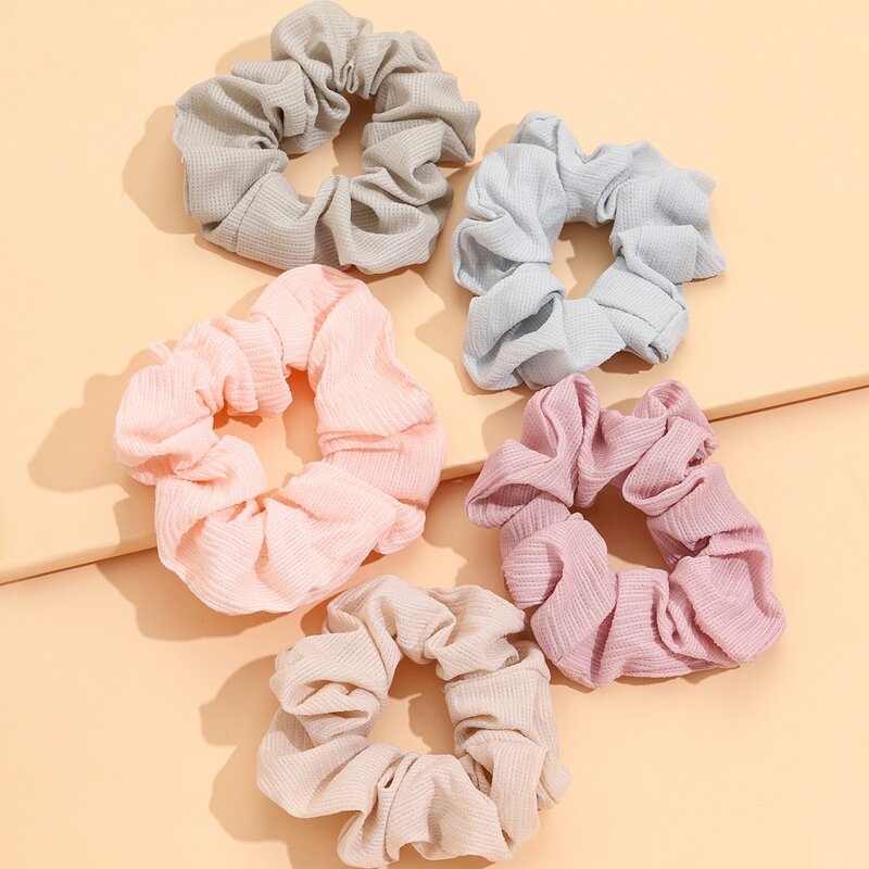 

5pcs Plain Scrunchie, Multicolor