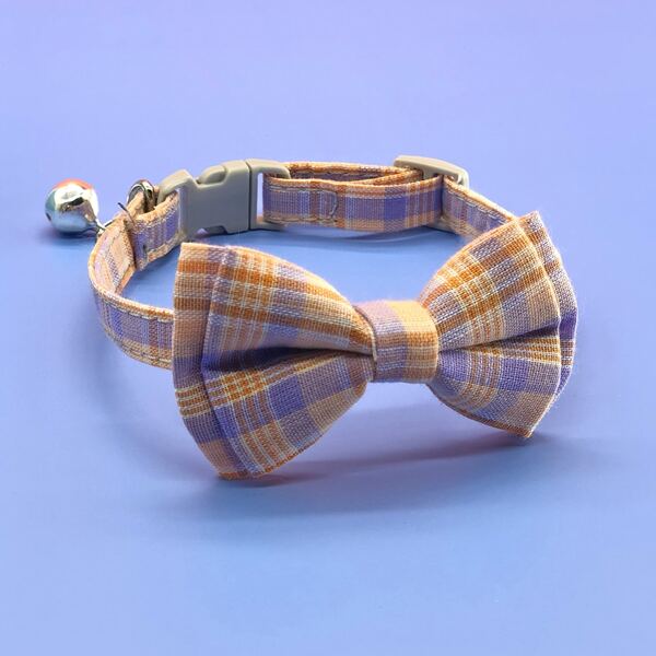 

1pc Plaid Bow & Bell Decor Cat Collar, Multicolor