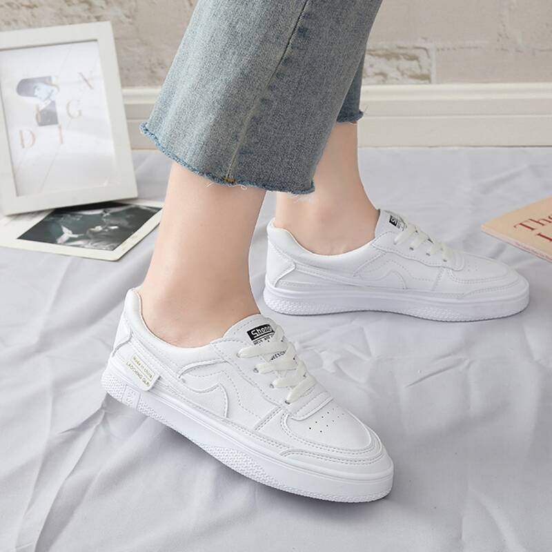 

Lace-up Front Skate Sneakers, White