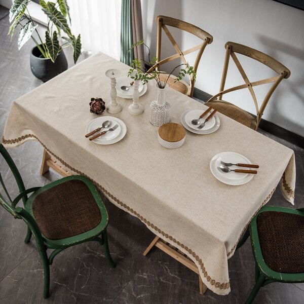 

1pc Plain Tablecloth, Khaki