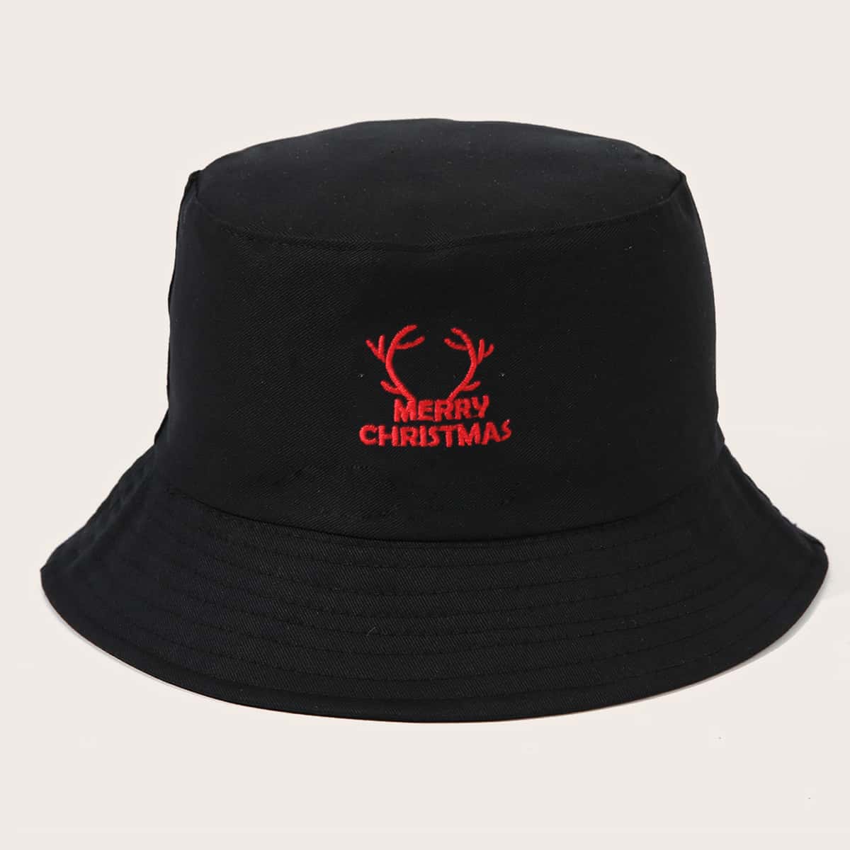 

Guys Christmas Embroidery Bucket Hat, Black