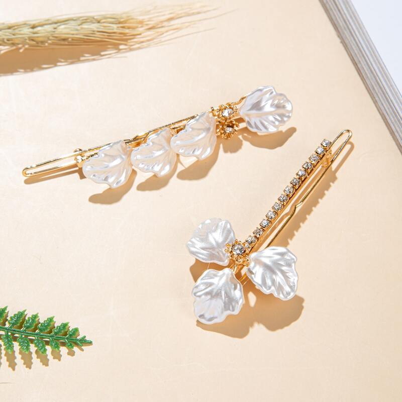 

2pcs Rhinestone Decor Hair Clip, Multicolor