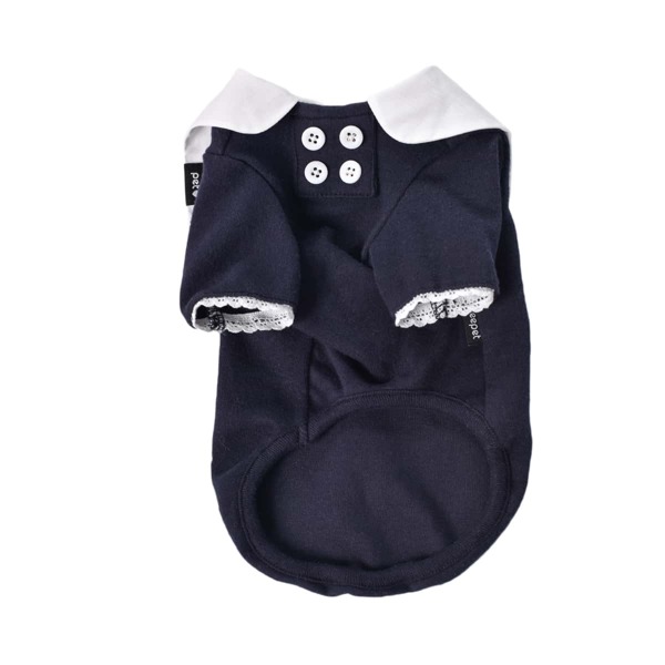 

Lace Trim Button Decor Dog Top, Blue