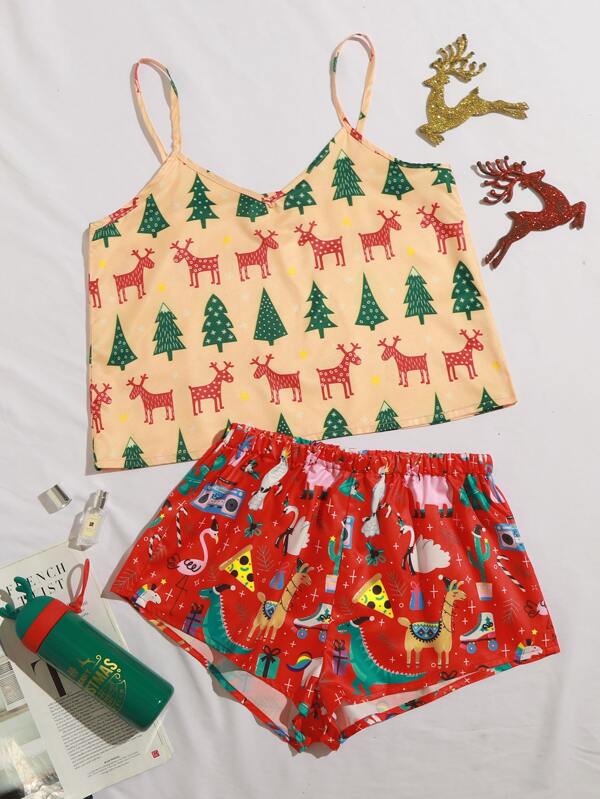 Christmas Print Cami Pajama Set Shein Eur