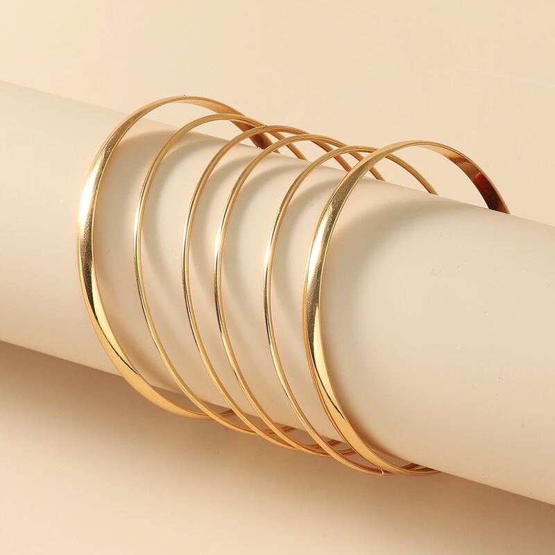 

6pcs Solid Bangle Bracelet, Gold