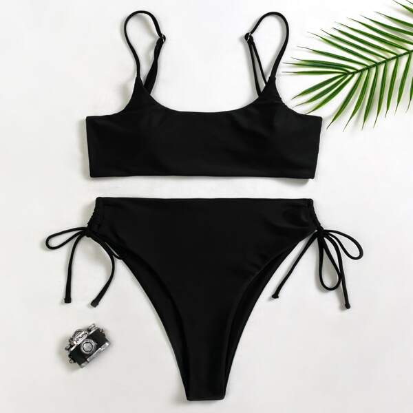 

Tie Side Bikini Swimsuit, Black