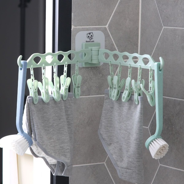 

1pc Plastic Collapsible Hanger Clip, Green