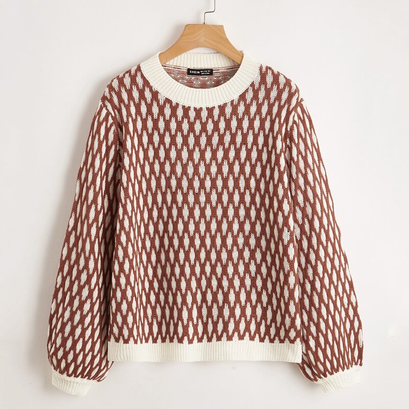

Drop Shoulder Argyle Sweater, Multicolor