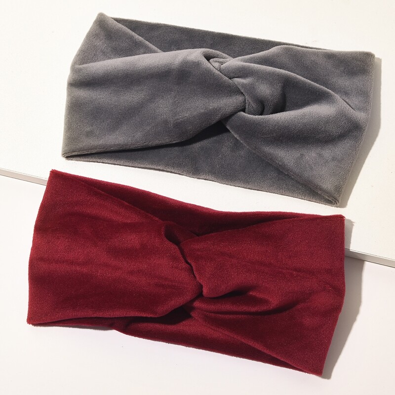 

2pcs Velvet Twist Headband, Multicolor
