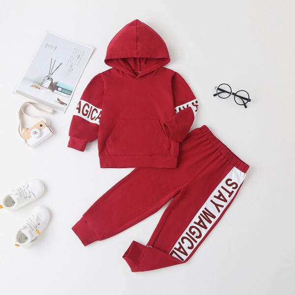 

Toddler Girls Slogan Graphic Hoodie & Sweatpants, Burgundy