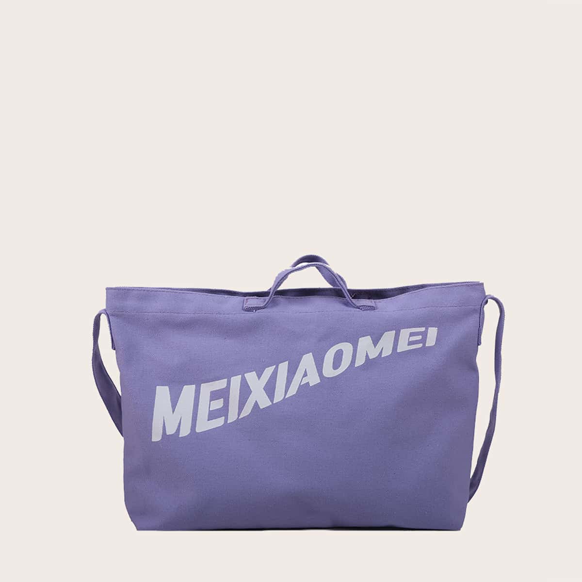 

Letter Graphic Large Capacity Tote Bag, Purple