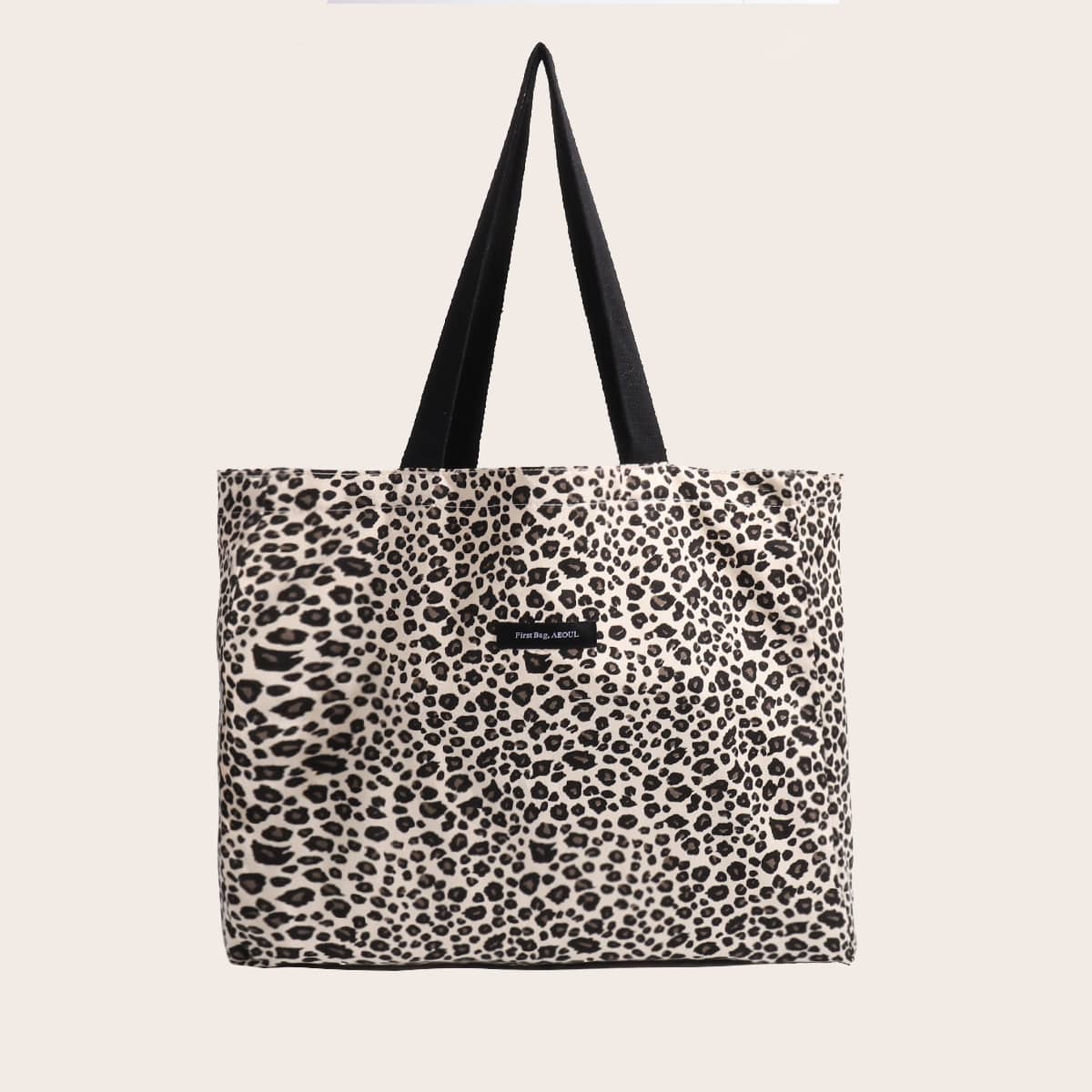 

Leopard Print Tote Bag, Khaki