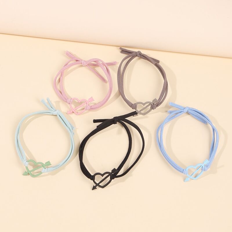 

5pcs Heart Decor Hair Tie, Multicolor
