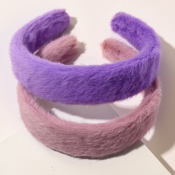 

2pcs Plush Hair Hoop, Multicolor