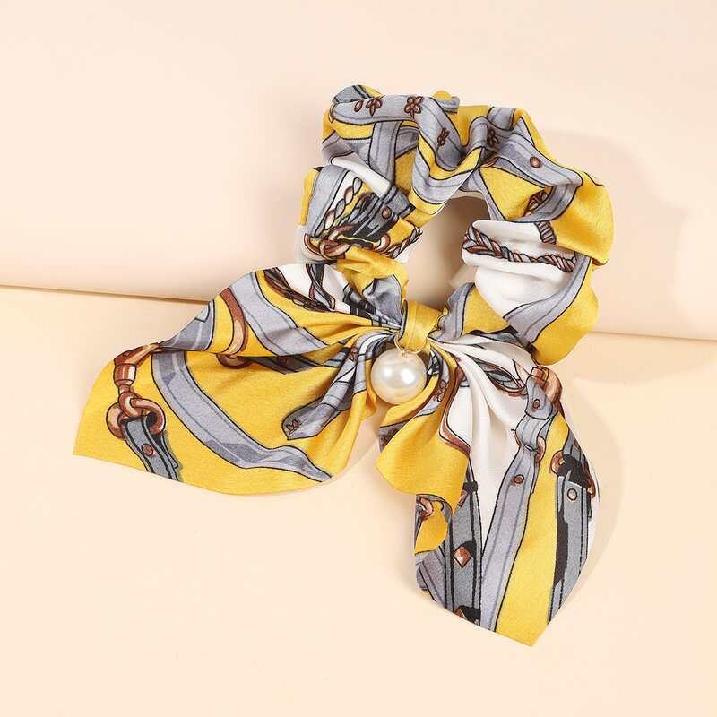 

Chain Print Bow Decor Scrunchie, Multicolor