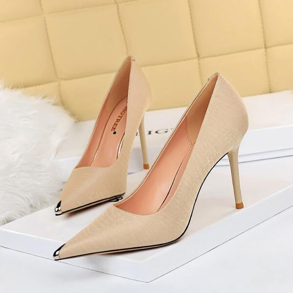 

Point Toe Stiletto Court Heels, Apricot