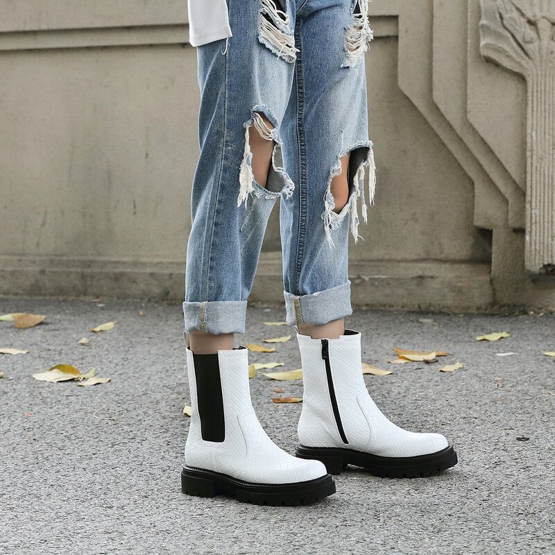 

Braided Side Zip Chelsea Boots, White