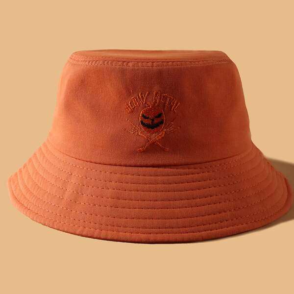 

Cartoon Pumpkin Embroidery Bucket Hat, Orange