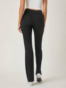 SHEIN High-Waisted Dinner Date Flare Jeans - Black - View 2