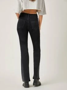 SHEIN Jean Tombol Plain Casual - Dark Grey - View 2