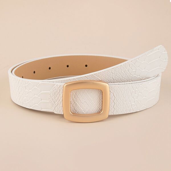 

Geo Buckle Belt, White
