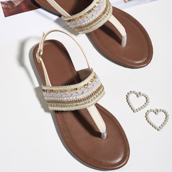 

Braided Slingback Thong Sandals, Multicolor