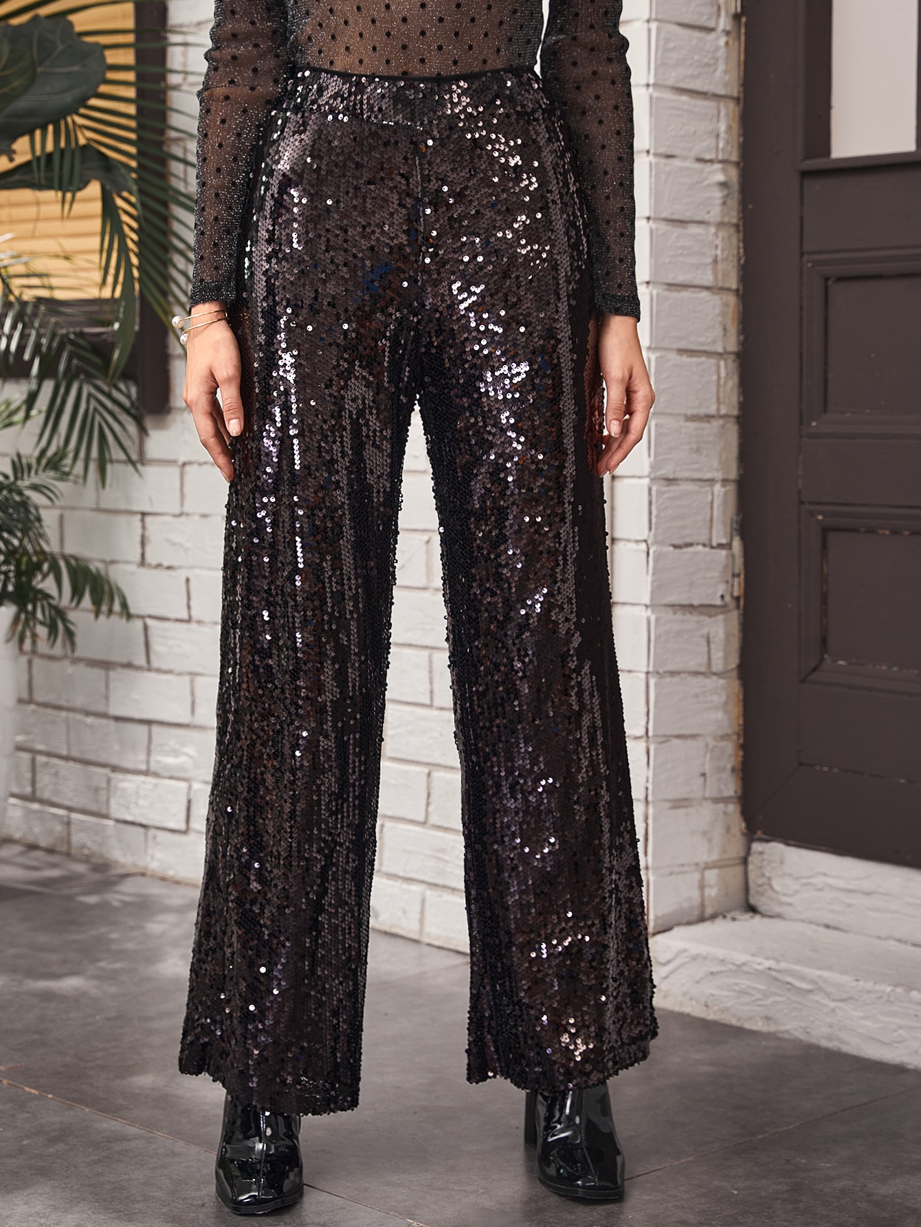 high waisted sequin pants