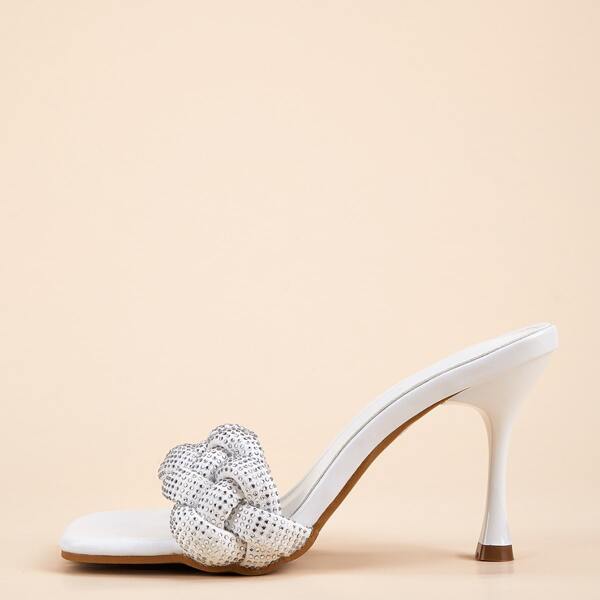 

Braided Stiletto Heeled Mules, White