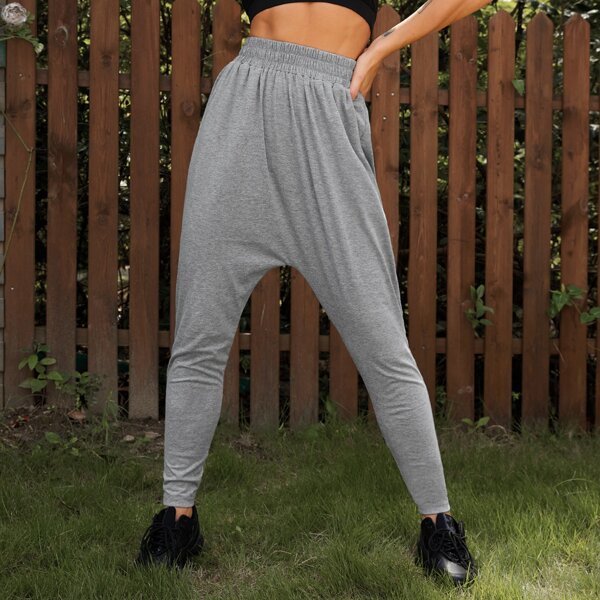 

Elastic Waist Solid Sweatpants, Light grey