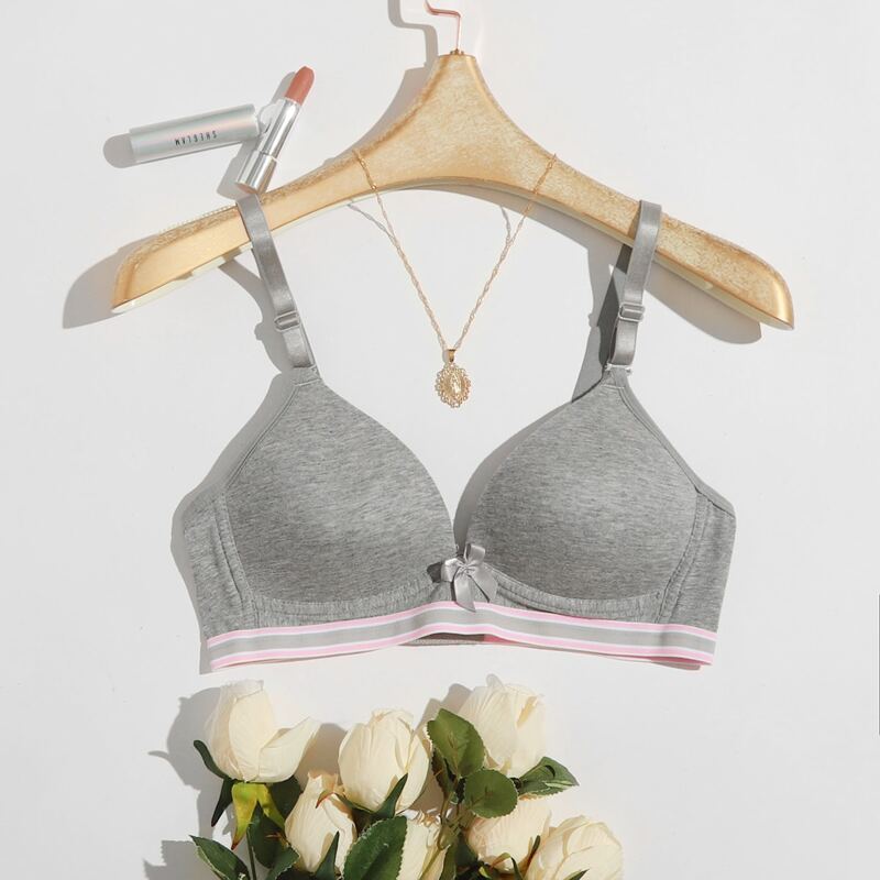 

Stripe Tape Wireless Bra, Light grey
