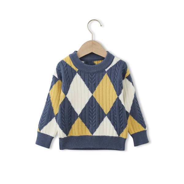 

Toddler Boys Argyle Pattern Cable Knit Sweater, Multicolor