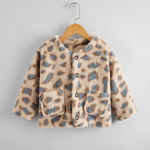 

Toddler Girls Allover Print Teddy Coat, Multicolor