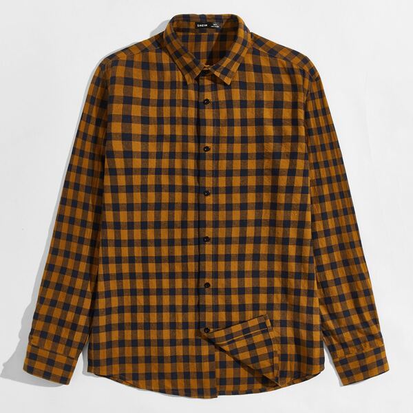 

Men Buffalo Plaid Shirt, Mustard yellow