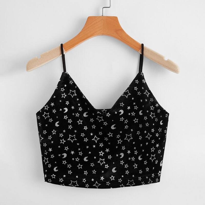 

Velvet Galaxy Crop Cami, Black