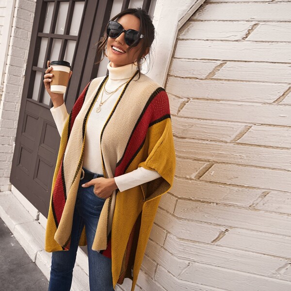 

Open Front Colorblock Cardigan, Multicolor