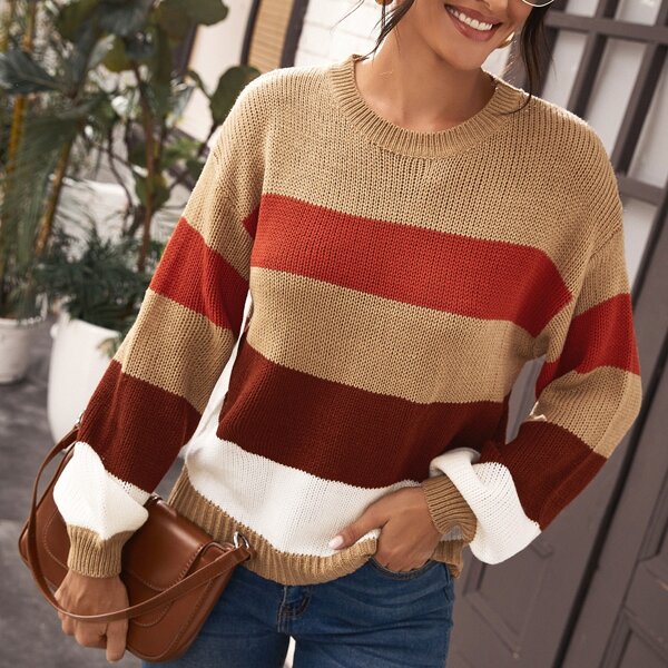 

Drop Shoulder Colorblock Sweater, Multicolor