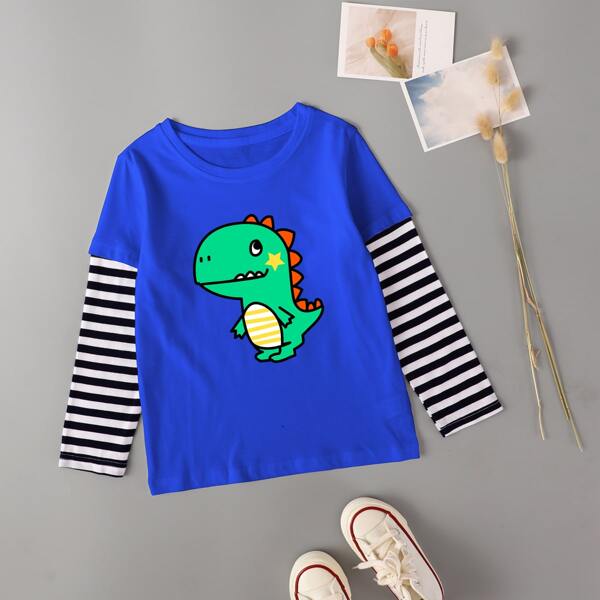 

Toddler Boys Dinosaur Print 2 In 1 Tee, Royal blue