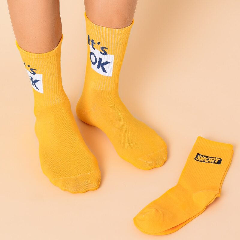 

Guys Slogan Graphic Socks, Yellow