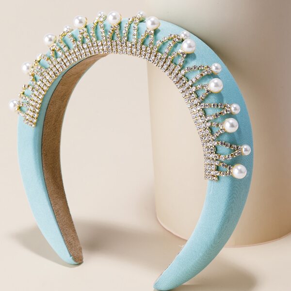 

Rhinestone Decor Padded Hair Hoop, Blue
