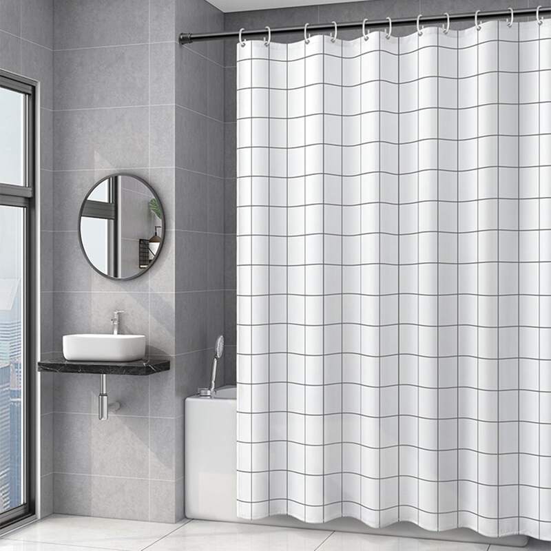 

Plaid Pattern Shower Curtain, White