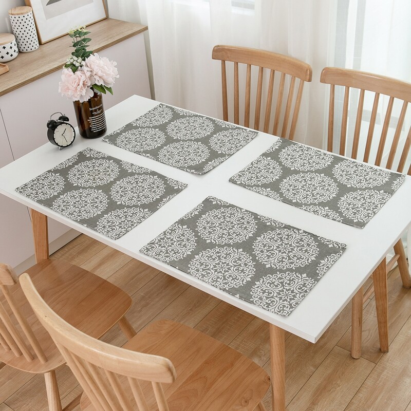 

4pcs Graphic Print Placemat, Multicolor
