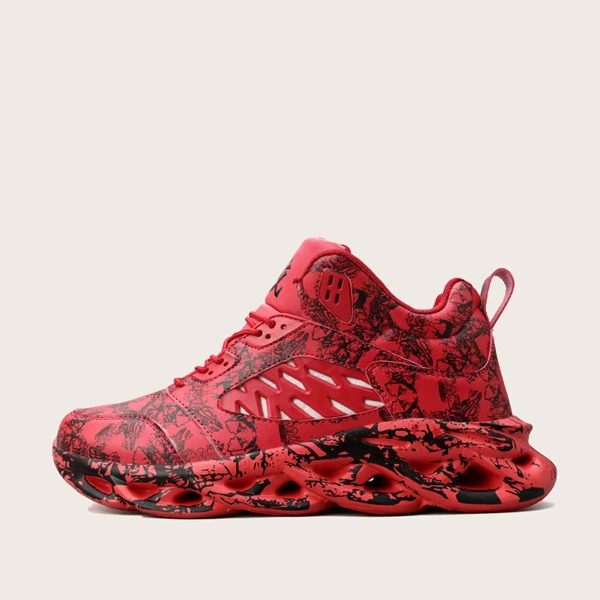 

Men Chinese Letter Graphic Chunky Sneakers, Red