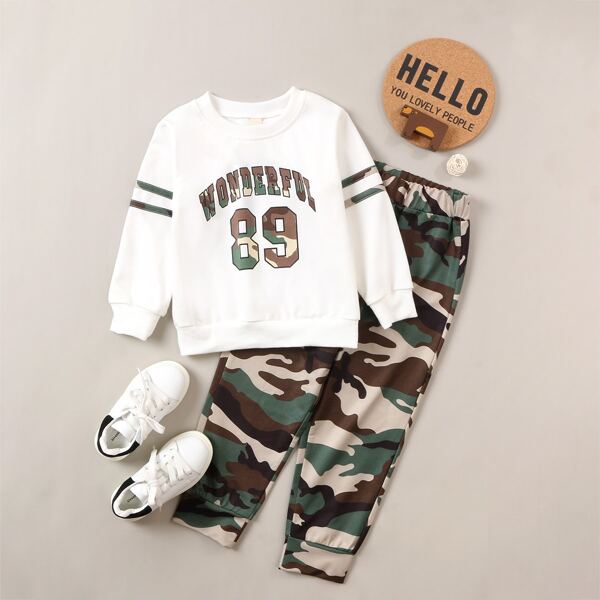 

Toddler Boys Letter Graphic Sweatshirt & Camo Sweatpants, Multicolor