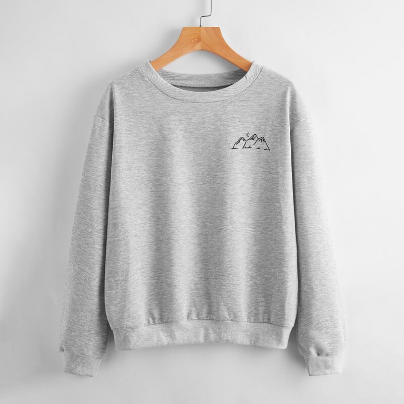 

Graphic Print Drop Shoulder Sweatshirt, Light grey