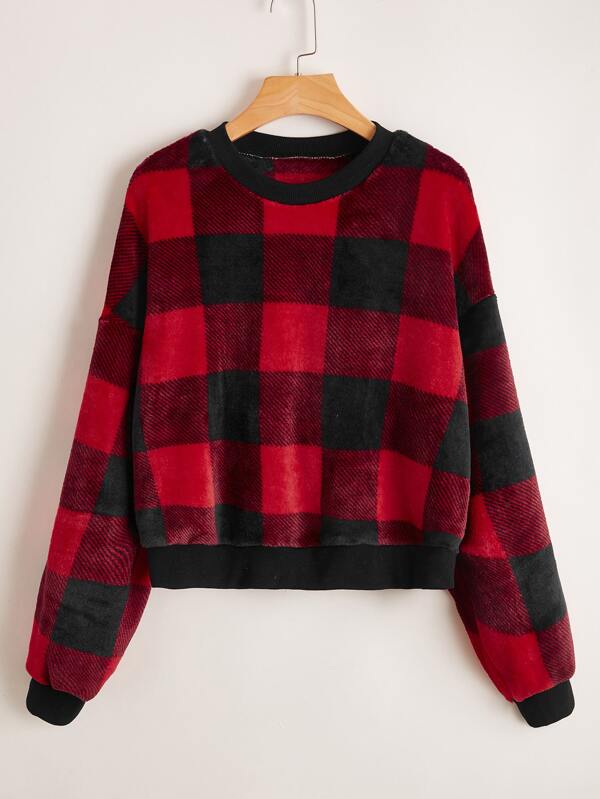 plaid fleece pullover