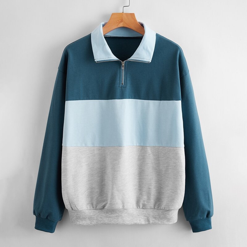 

Contrast Panel Half-Zip Sweatshirt, Multicolor